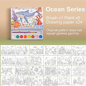 子供が描いた絵　水彩絵の具 Amazon.co.jp: Nankoyal 水彩塗り絵本 子供用 24ページ 水彩